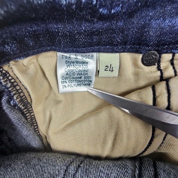 Rag & Bone Skinny Jeans Womens 24 Blue Acid Wash W1502K520 New With Tags - Picture 5 of 8